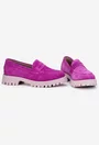 Mocasini dama fuchsia din piele intoarsa