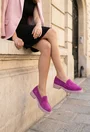 Mocasini dama fuchsia din piele intoarsa