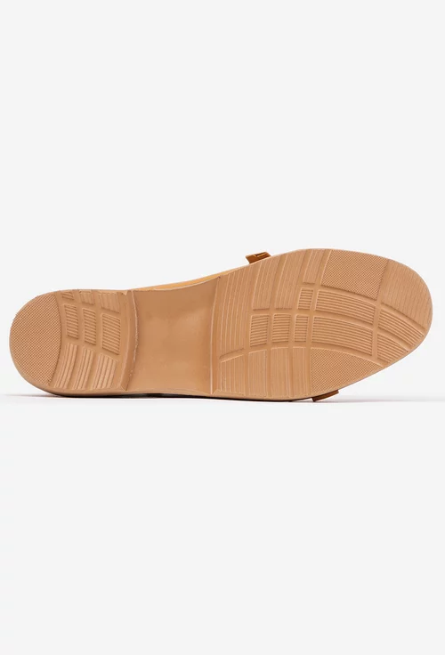 Mocasini dama galbeni din piele naturala cu ornament