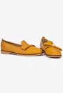 Mocasini dama galbeni din piele naturala cu ornament