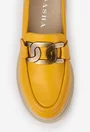 Mocasini dama galbeni din piele texturata cu ornament