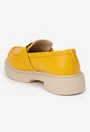 Mocasini dama galbeni din piele texturata cu ornament