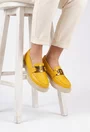 Mocasini dama galbeni din piele texturata cu ornament