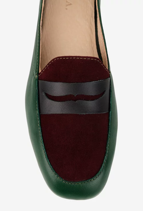 Mocasini dama kaki cu bordo din piele naturala picture - 8