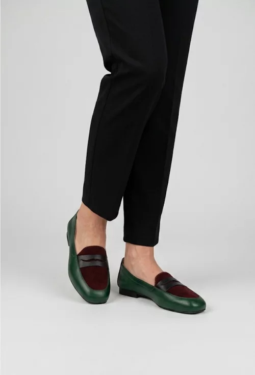 Mocasini dama kaki cu bordo din piele naturala picture - 3
