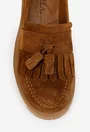 Mocasini dama maro din piele intoarsa cu detaliu canaf