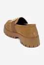 Mocasini dama maro din piele intoarsa cu ornament