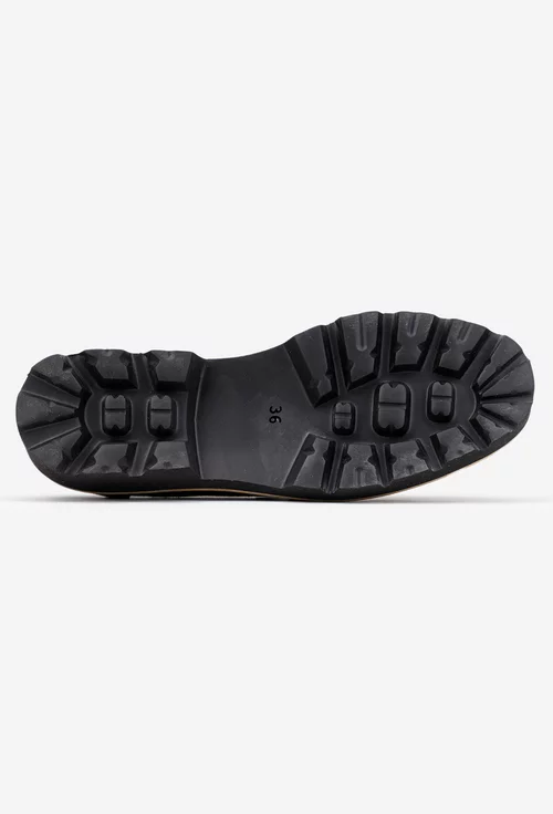 Mocasini dama negri din piele intoarsa