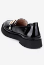 Mocasini dama negri din piele lacuita cu ornament