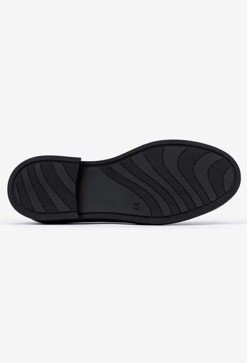 Mocasini dama negri din piele lacuita cu ornament