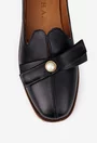 Mocasini dama negri din piele naturala cu ornament