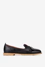 Mocasini dama negri din piele naturala cu ornament