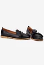 Mocasini dama negri din piele naturala cu ornament