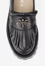 Mocasini dama negri din piele naturala cu ornament