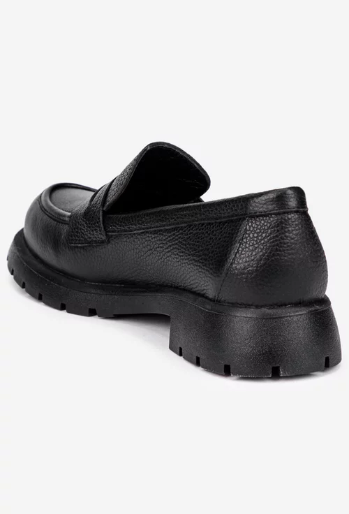 Mocasini dama negri din piele texturata