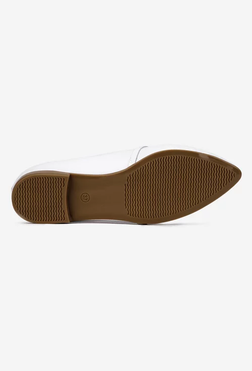 Mocasini dama NUR albi din piele cu ornament