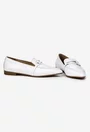 Mocasini dama NUR albi din piele cu ornament