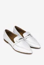 Mocasini dama NUR albi din piele cu ornament
