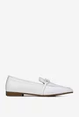 Mocasini dama NUR albi din piele cu ornament