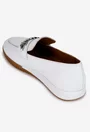 Mocasini dama NUR albi din piele texturata cu ornament