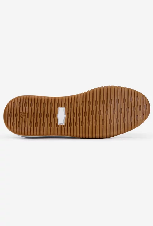 Mocasini dama NUR albi din piele texturata cu ornament
