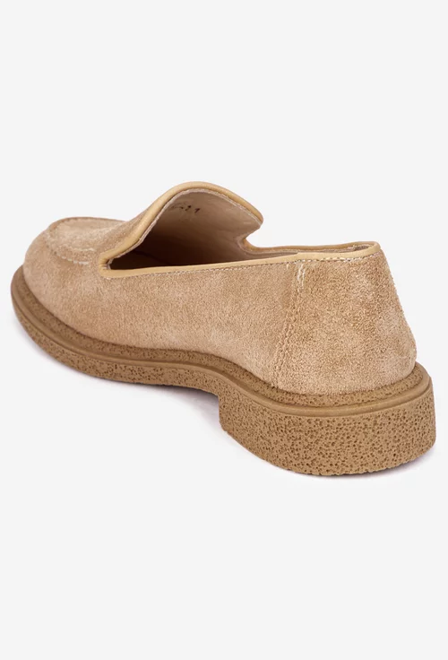 Mocasini dama NUR bej din piele intoarsa