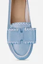 Mocasini dama NUR bleu din piele texturata cu funda