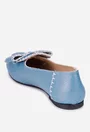 Mocasini dama NUR bleu din piele texturata cu funda