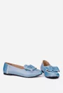 Mocasini dama NUR bleu din piele texturata cu funda