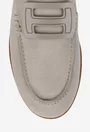 Mocasini dama NUR din piele intoarsa bej cu ornament