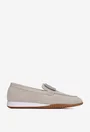 Mocasini dama NUR din piele intoarsa bej cu ornament