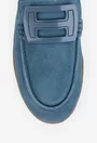 Mocasini dama NUR din piele intoarsa bleu cu ornament