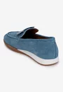 Mocasini dama NUR din piele intoarsa bleu cu ornament