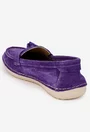 Mocasini dama NUR din piele intoarsa mov cu detaliu canaf