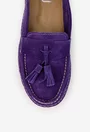 Mocasini dama NUR din piele intoarsa mov cu detaliu canaf