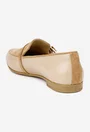 Mocasini dama NUR maro cu bej din piele accesorizati cu ornament