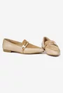 Mocasini dama NUR maro cu bej din piele accesorizati cu ornament