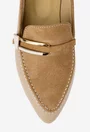 Mocasini dama NUR maro cu bej din piele accesorizati cu ornament
