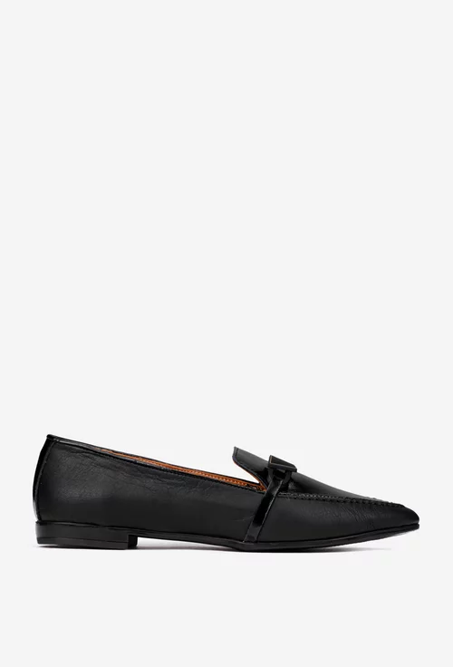 Mocasini dama NUR negri din piele cu ornament