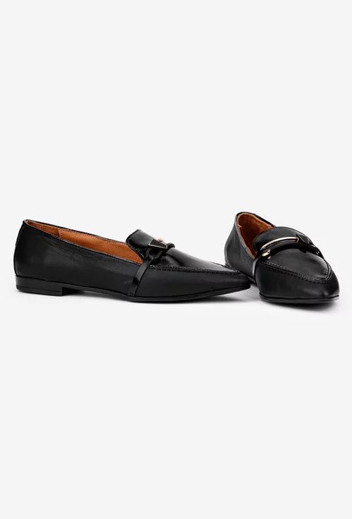 Mocasini dama NUR negri din piele cu ornament