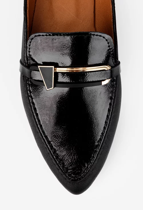 Mocasini dama NUR negri din piele cu ornament