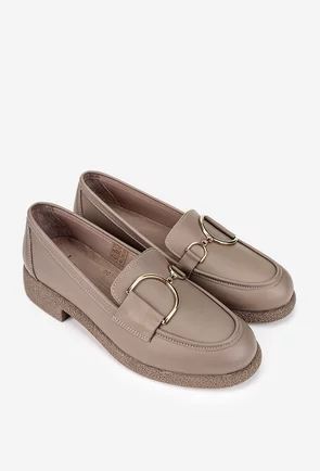 Mocasini dama NUR taupe din piele naturala
