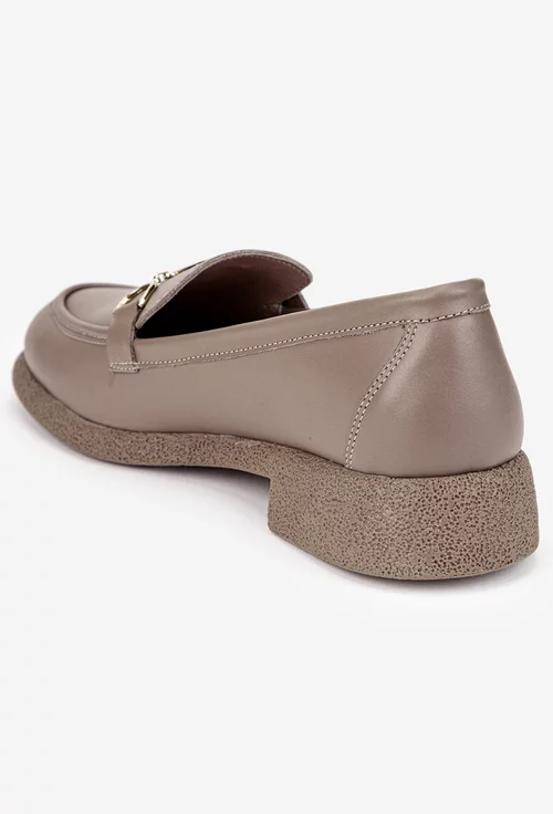 Mocasini dama NUR taupe din piele naturala