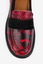 Mocasini dama rosii cu negri din piele