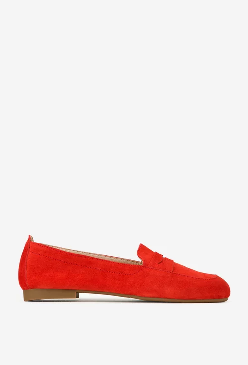 Mocasini dama rosii din piele intoarsa picture - 3