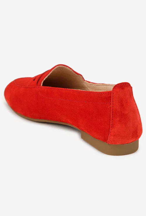 Mocasini dama rosii din piele intoarsa picture - 4