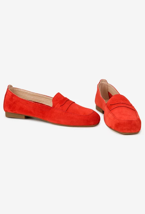 Mocasini dama rosii din piele intoarsa picture - 6