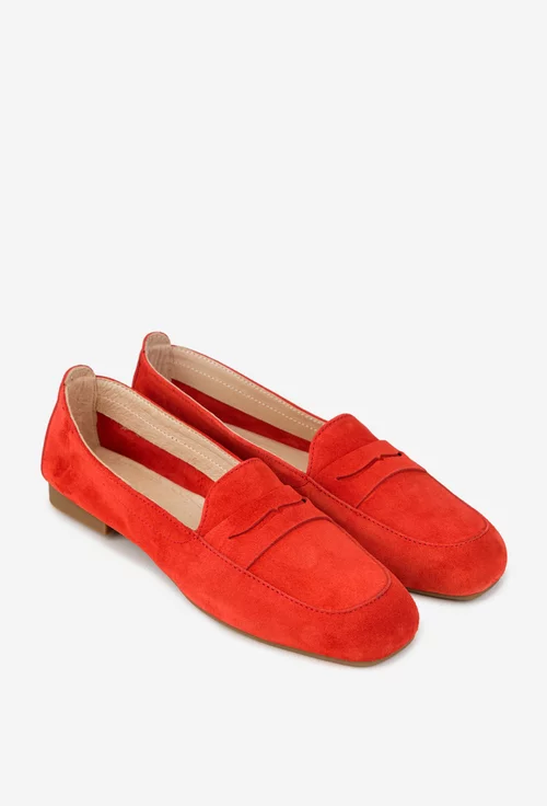 Mocasini dama rosii din piele intoarsa picture - 2