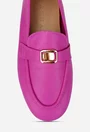 Mocasini dama roz din piele naturala cu ornament