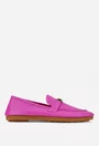 Mocasini dama roz din piele naturala cu ornament